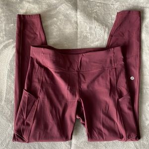 LULULEMON burgundy leggings with pockets